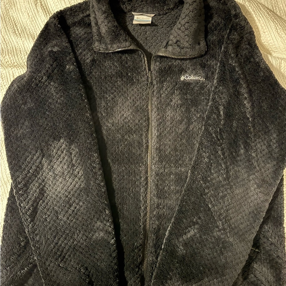 Columbia Black Fuzzy Zip-Up Ski Jacket